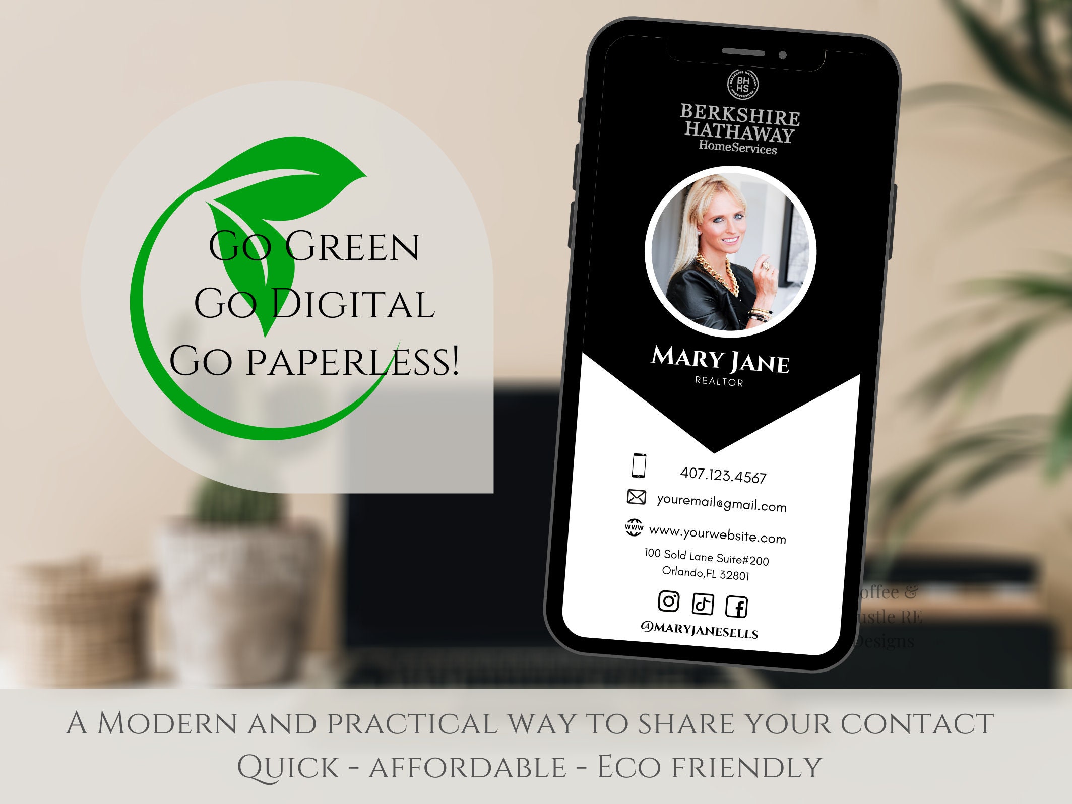 Digital Business Card Business Ecard Template for Real Etsy