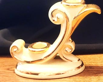 Vintage Abington Porcelain w/Gold Trim Candlestick Holders