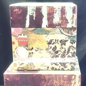 Vintage Lang Gratitude Surroundings Nesting Boxes 6 1/2x6 1/8x 6 1/8 and 5 1/4 x 5 1/4 x 5