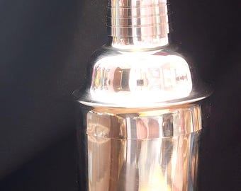 Vintage Edelstahl Cocktail Shaker mit Schnapsglas