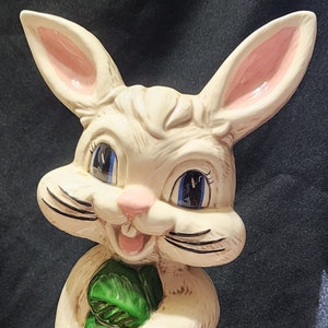 Vintage 11&quot; Artist Created Happy Bunny Signed MC 2002  - Just Adorable and Those Ears!