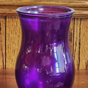 Vintage 7" Heavy Purple Glass Vase - Dark & Beautiful!