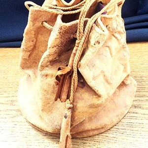 Borsa vintage in pelle scamosciata/pelle con lacci