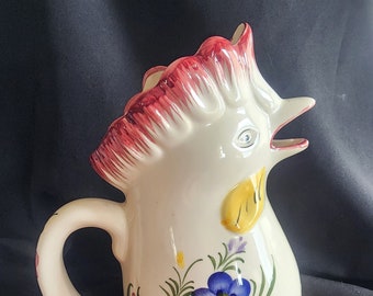 Vintage 9&quot; Italian Country Rooster Pitcher