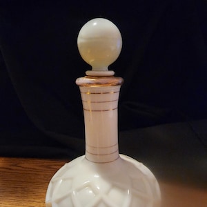 Vintage Opaline Glass Perfume Bottle with Glass Stopper