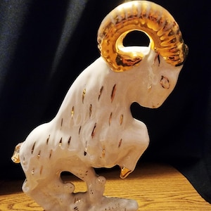 Vintage Artist Made Ram with Gold Trim