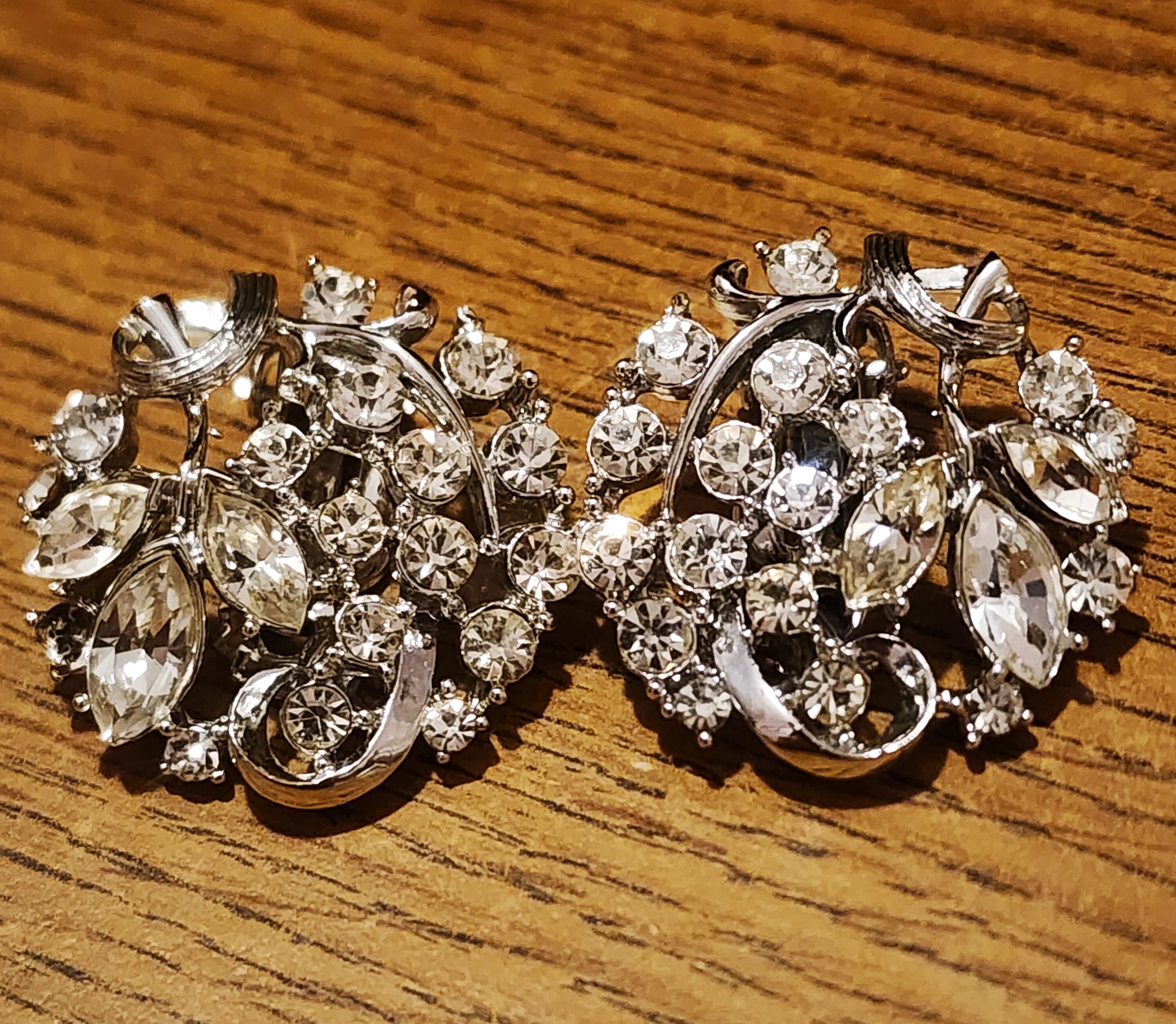 Vintage Clip on Rhinestone Earrings - Etsy