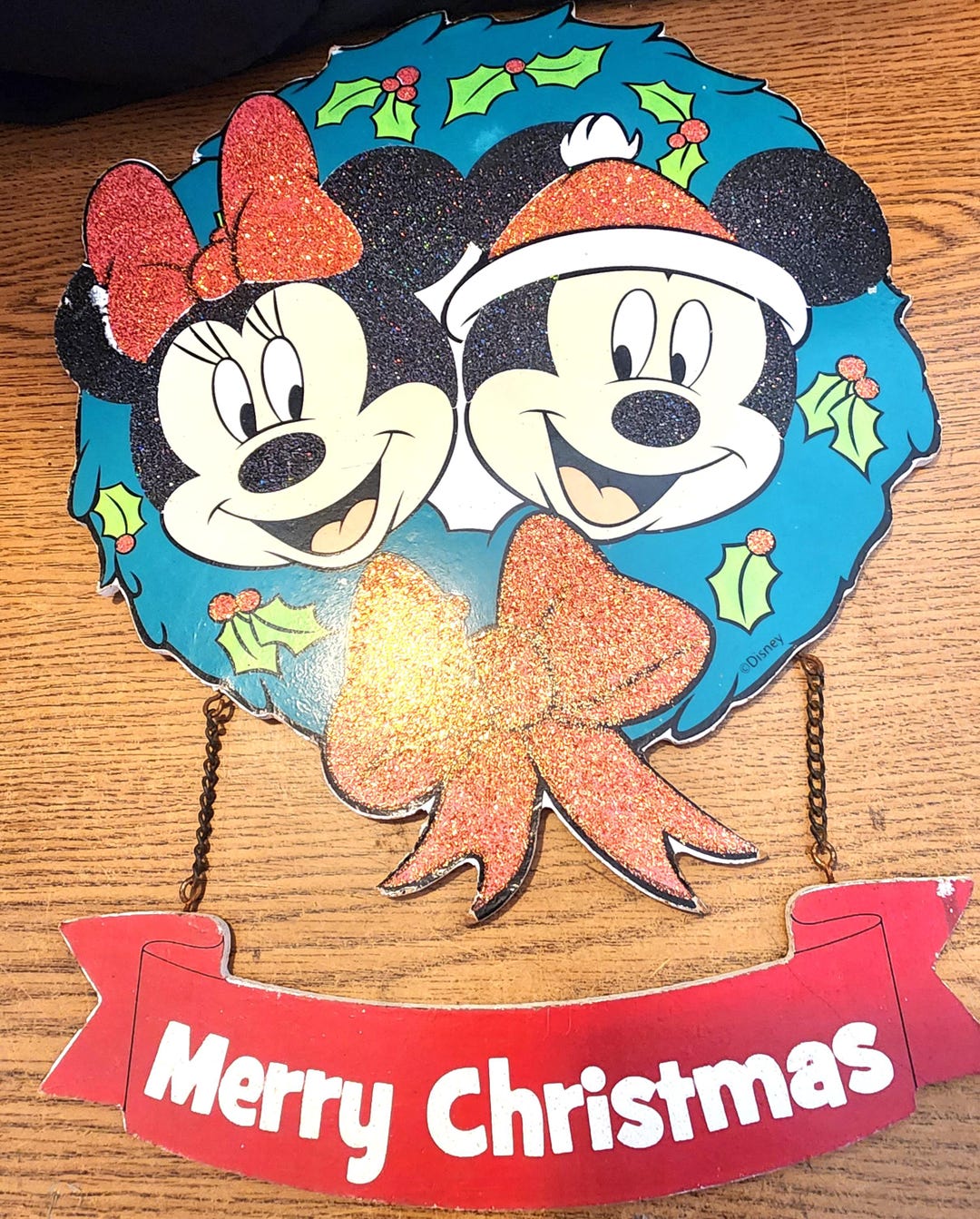 ミッキー＆ミニー ディズニー 壁掛け 顔ウォールミラー ヴィンテージ ヴィンテージ 10インチ x 12インチ グリッター ミッキー & ミニー