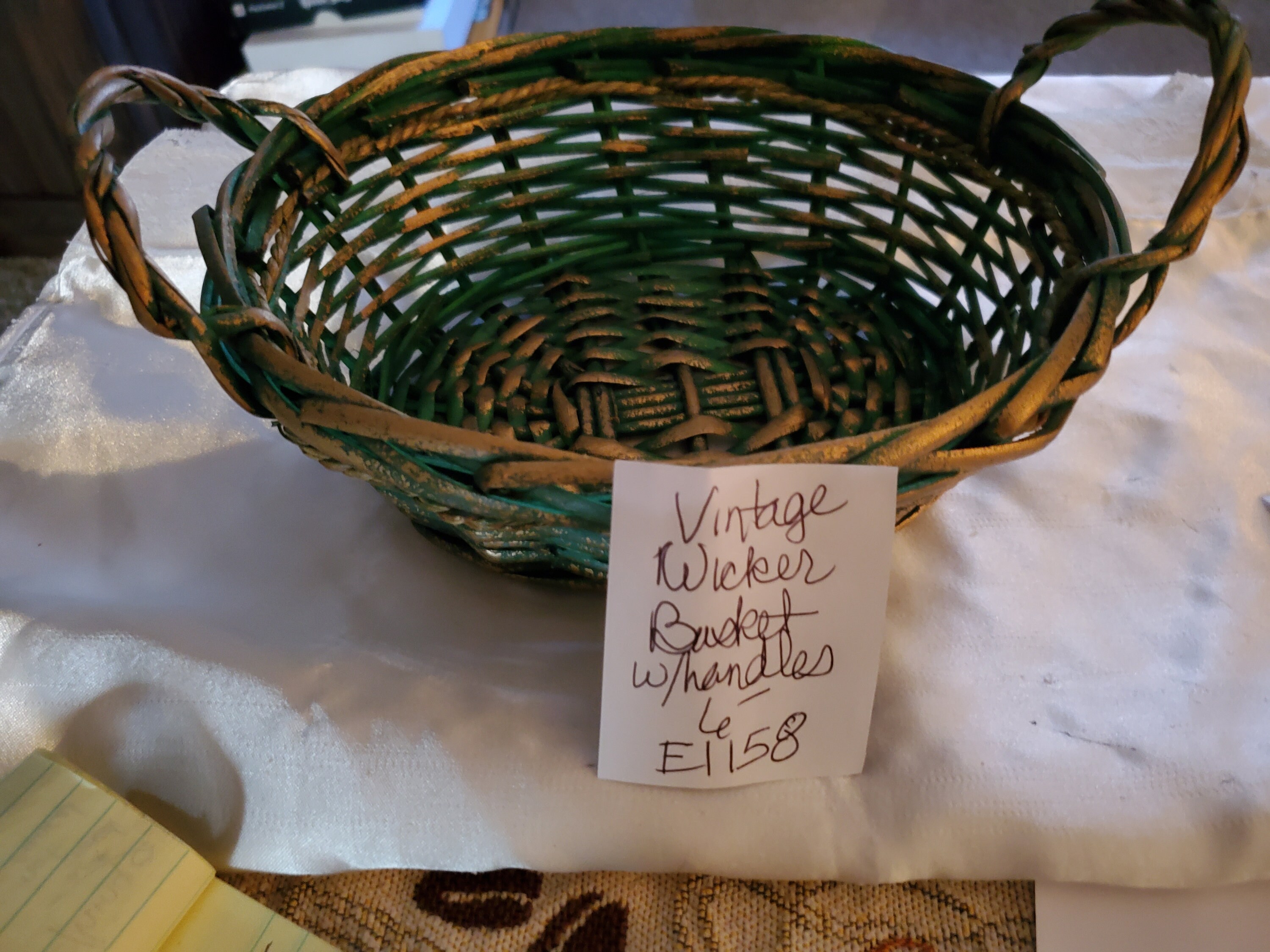 Vintage Wicker Basket with Handles Etsy
