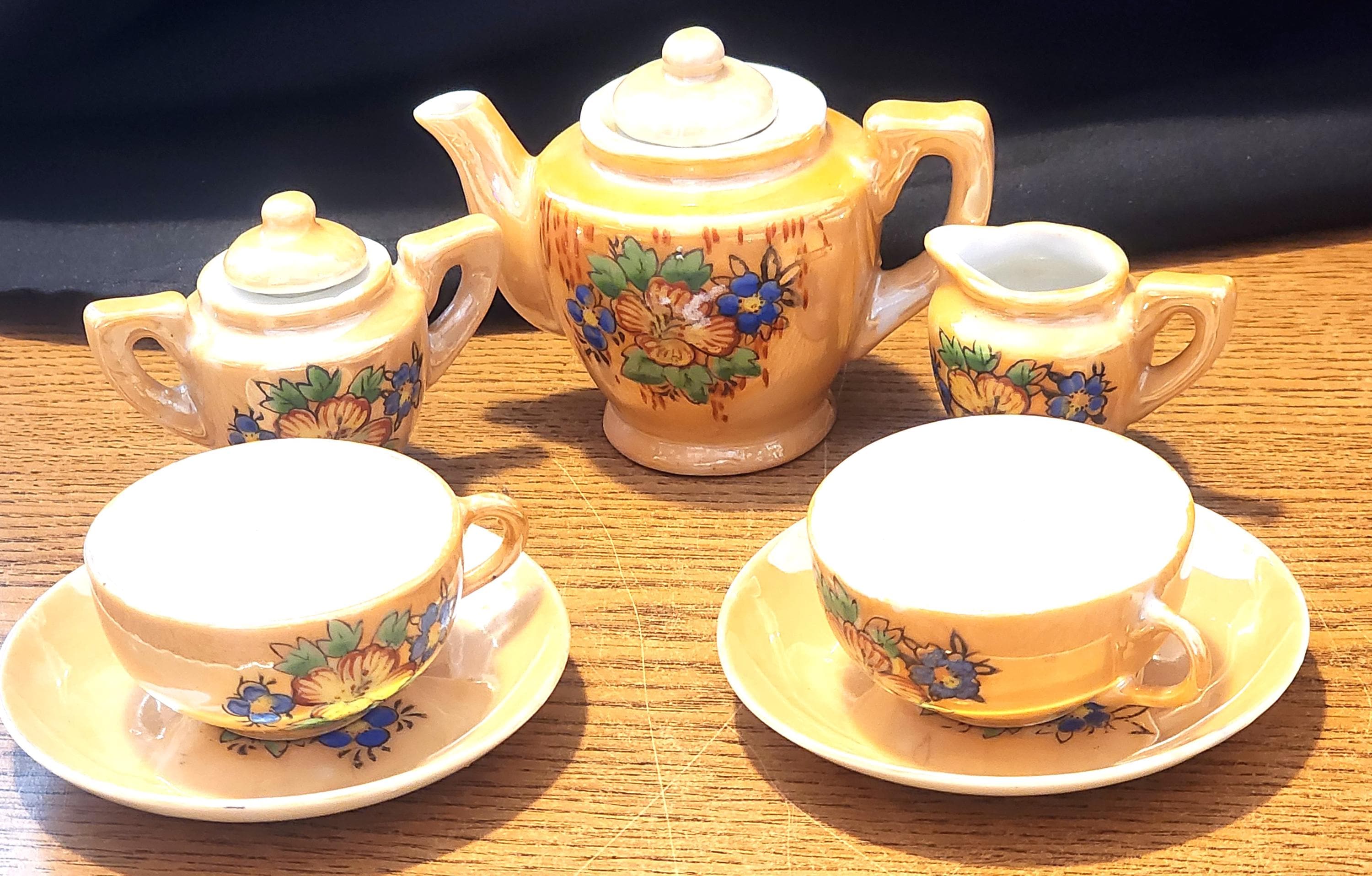 Vintage Miniature Porcelain Tea Set Occupied Japan Lusterware - Etsy