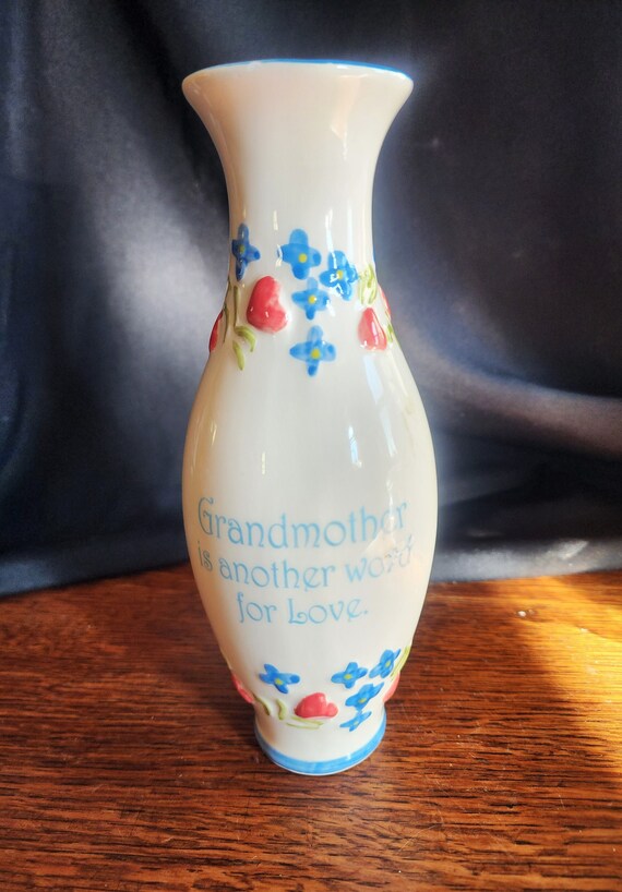 Vase En Céramique Blanche Avec Motif De Roses - Occasion, Marques D'usure Superficielles