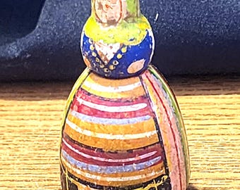 Vintage Wooden Russian Hand Made & Painted Pin Cushion - so cool!