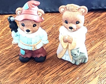 Vintage Pair of Homco Pirate Bear and Princess Bears