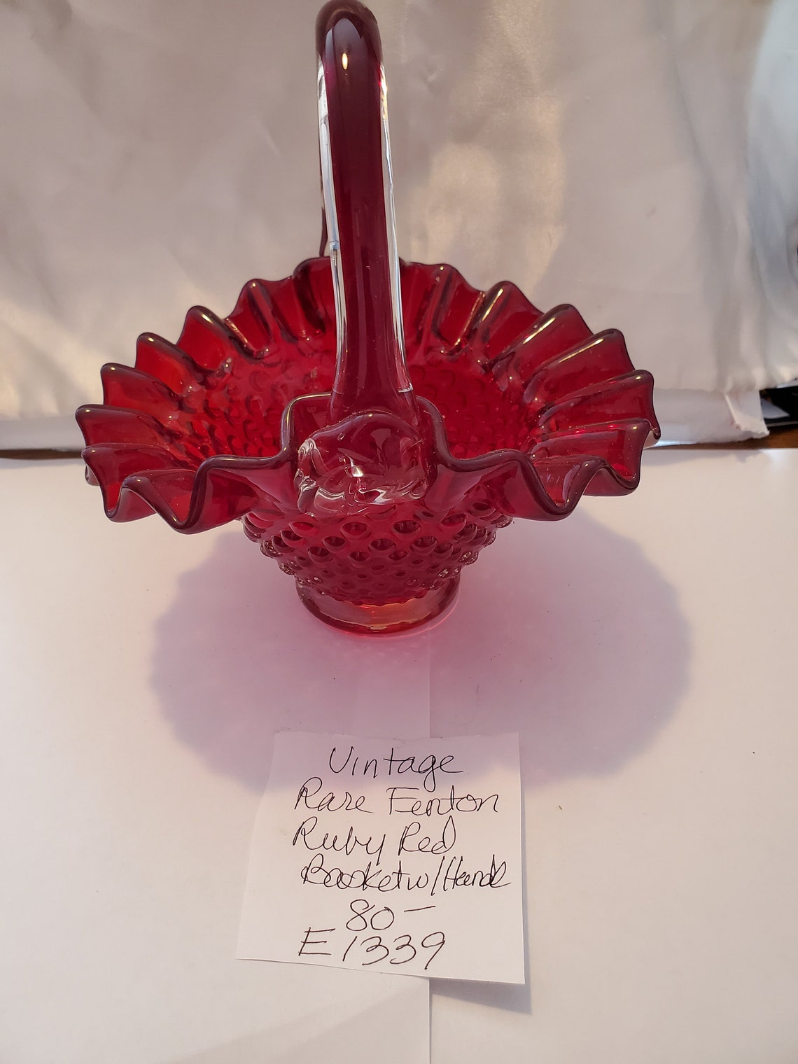 Vintage Rare Ruby Red Fenton Basket w/Handle Etsy