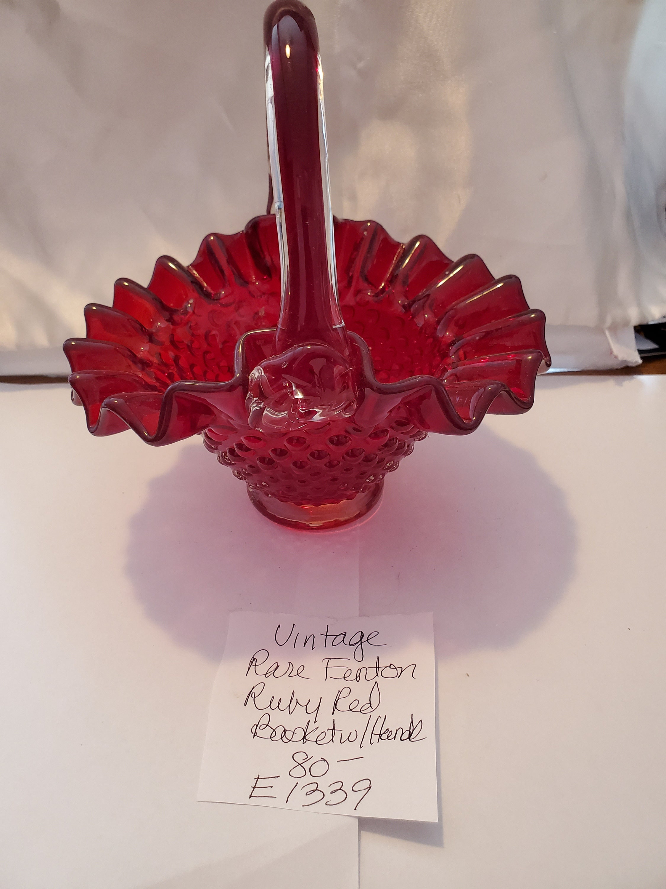 Vintage Rare Ruby Red Fenton Basket w/Handle Etsy