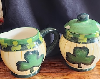 Vintage Natalie Burick Sugar Bowl and Creamer Set