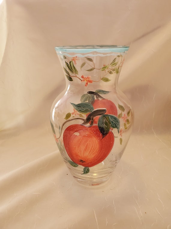 Vintage Hand Painted Glass Vase 7 Etsy
