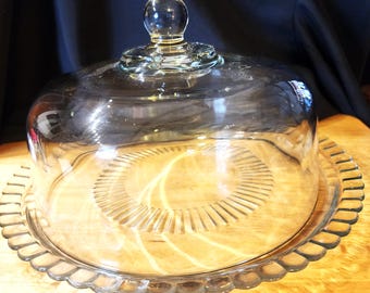 Vintage Domed Cake Lid with Ruffled Cake Plate - Amazing!