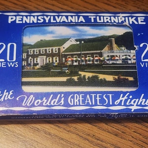 Lot de 20 cartes colorées vintage de la Pennsylvania Turnpike Scenic Route des années 40