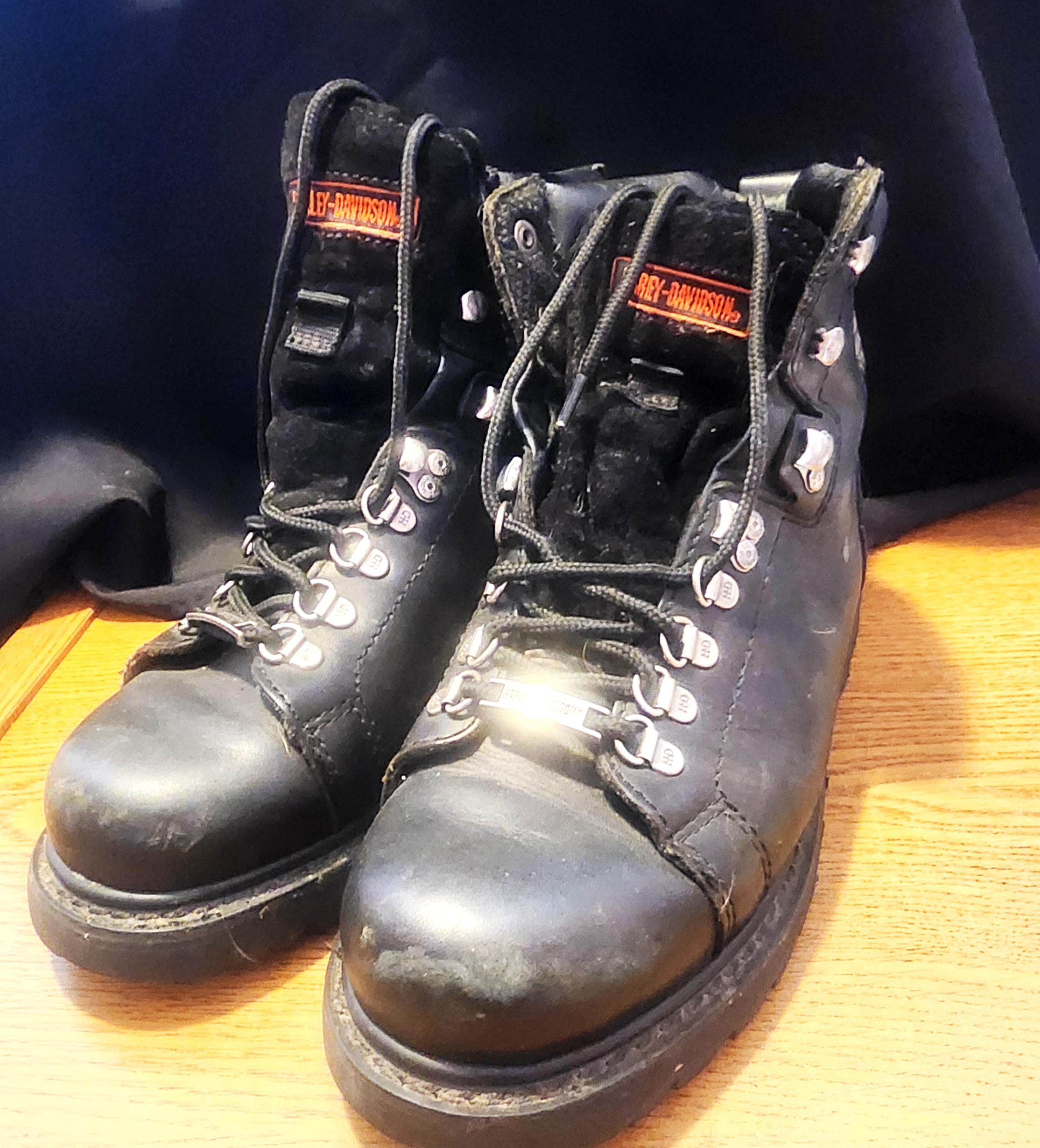 Vintage Harley Davidson Black Leather Boots Size 11 90s Grunge Biker Made In USA sizes 6.5, 7, 9 & 9.5⛓️vintage Harley Davidson chained  main image 3