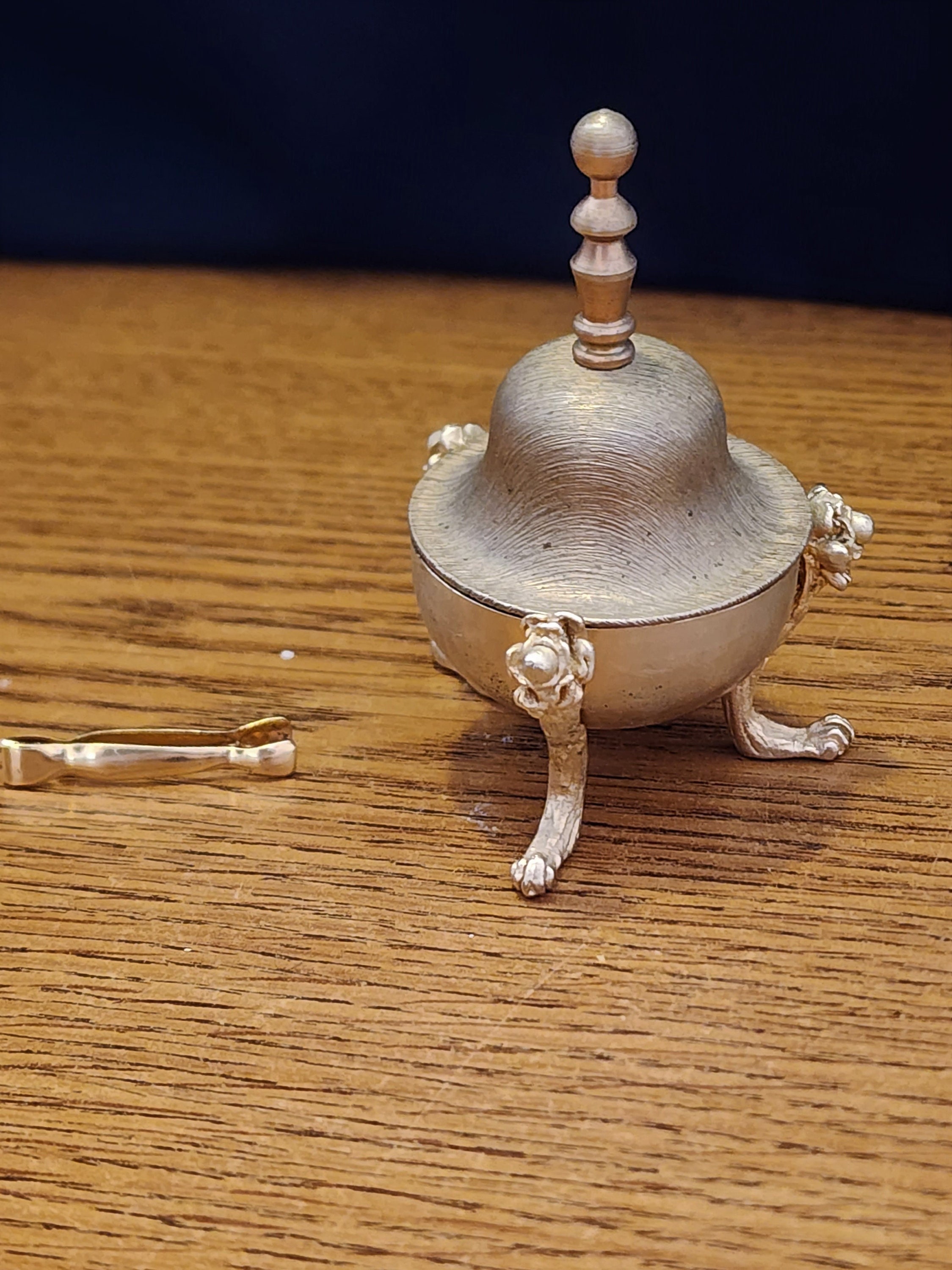 Vintage 3 Footed Sweet Tin With Lid and Tongs - Etsy