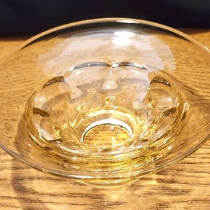Vintage Small Thick Glass Yellow Bowl with Petals