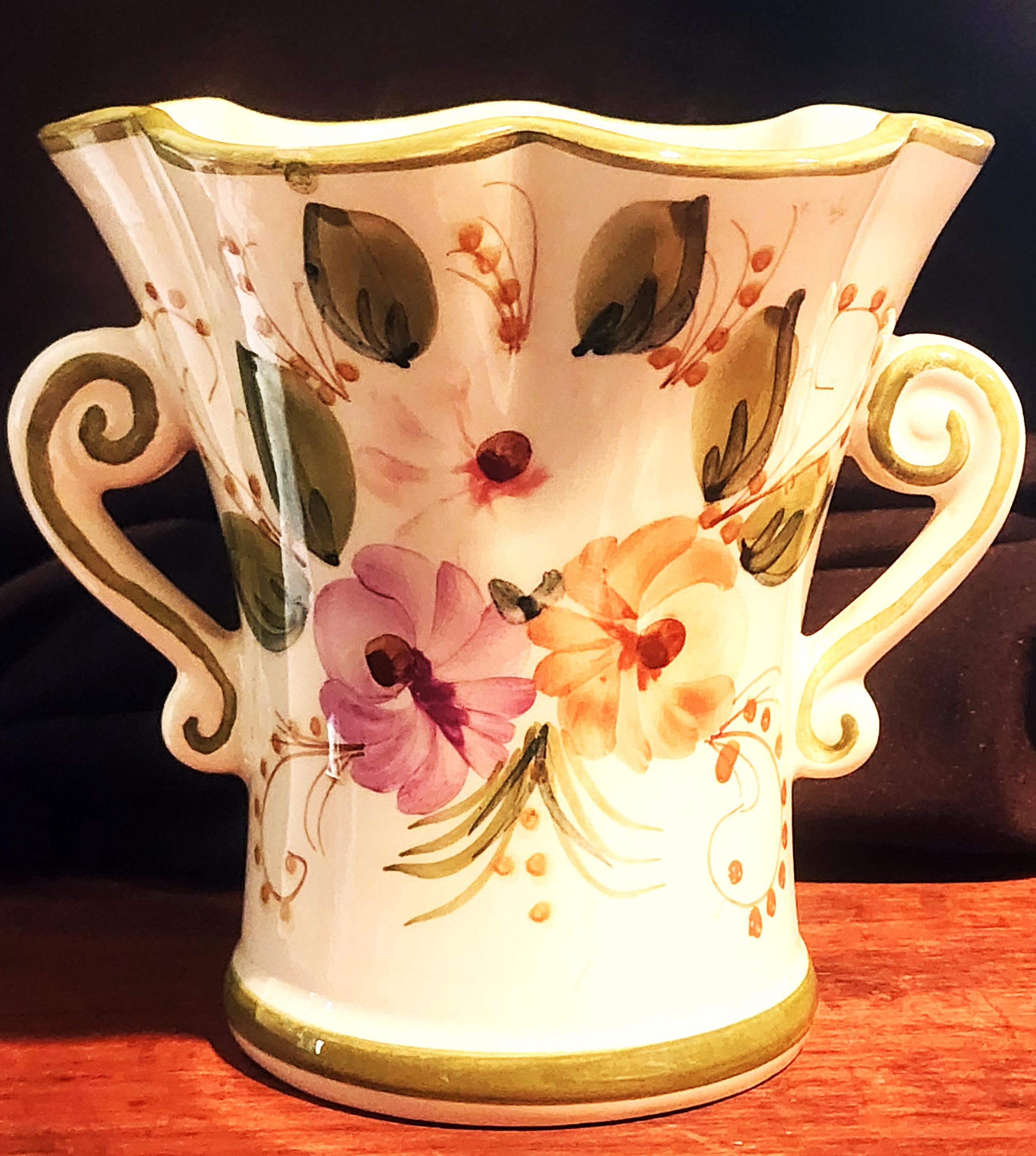 Vintage Porcelain Flower Vase Hand Painted in Portugal for FTD - Etsy