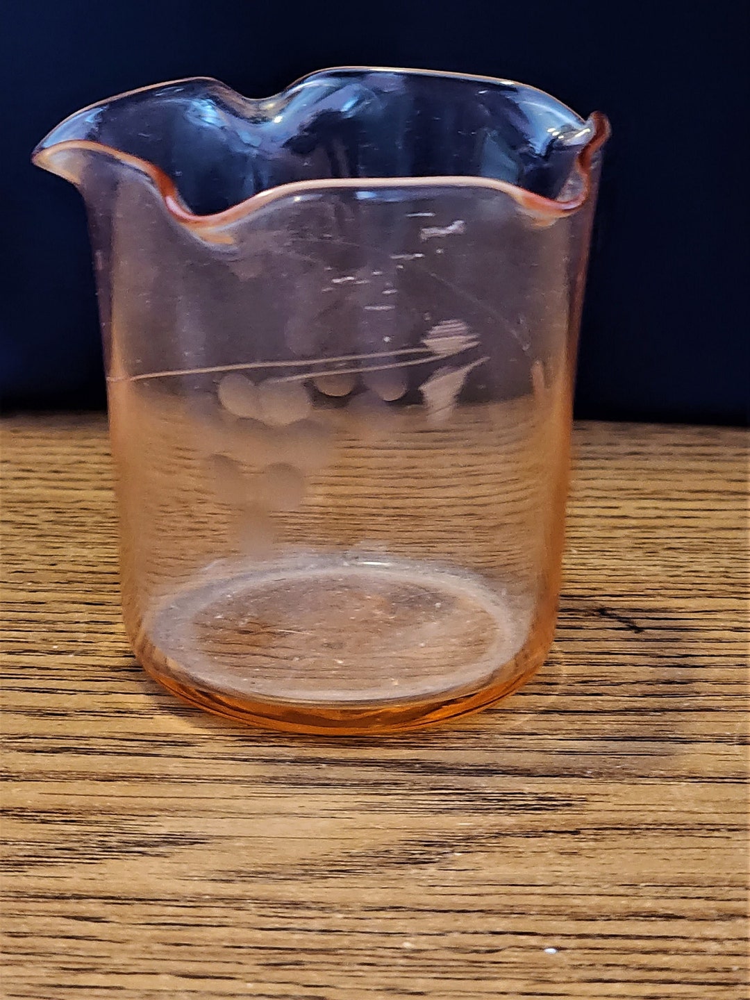 Vintage Pink Ruffled and Etched Depression Glass Toothpick Holder Etsy