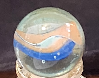 Vintage Red and Blue and White Swirl Marble