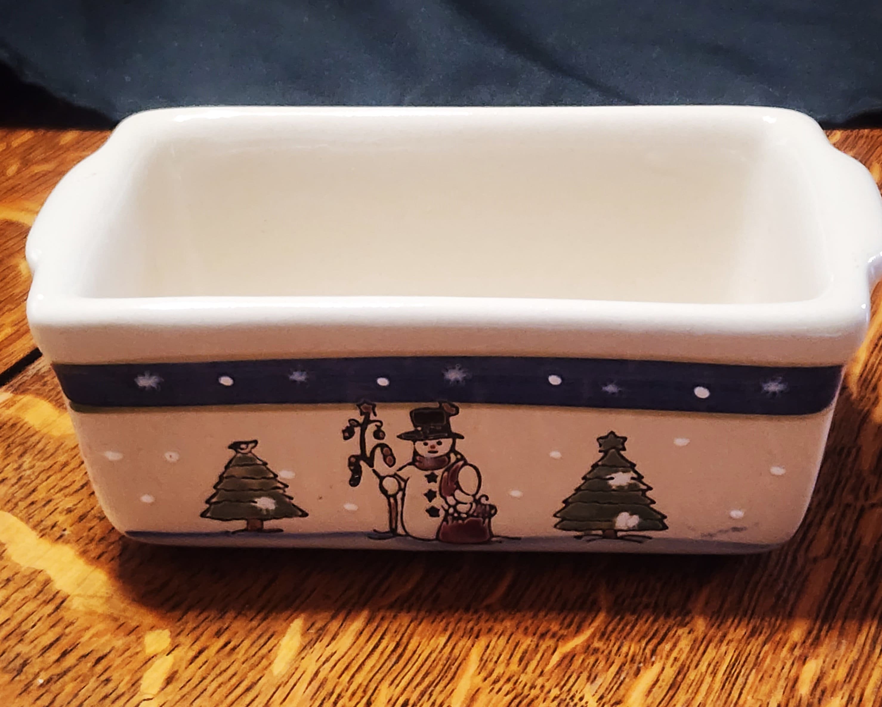 Holiday Time Ceramic Mini Snowflake Loaf Pan, 5.75 Long, Red, Stoneware 