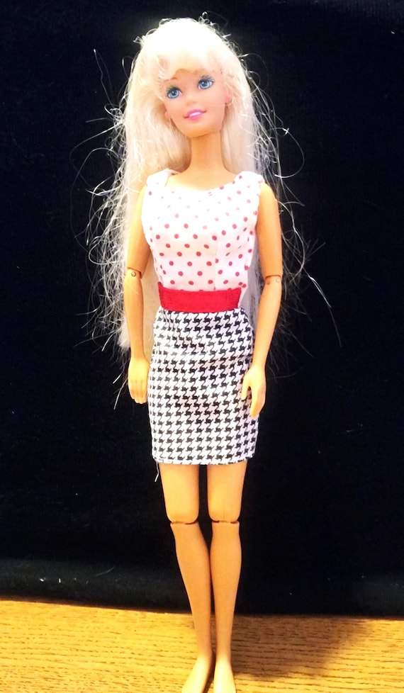 vintage barbie red and white dress Vintage Barbie Red coat white red Dress attatched Set Premier Togs, Fab Lu Babs