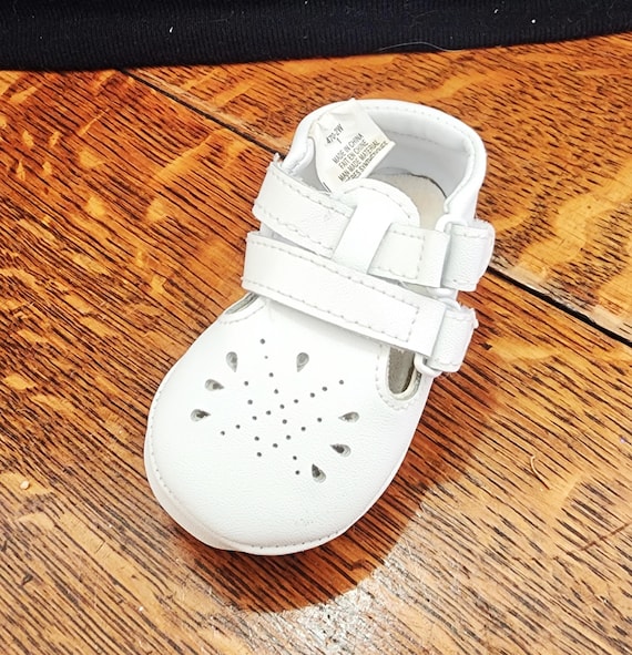 Vintage White Leather Baby Dress Up Shoe