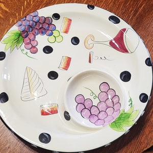 Vintage Beautiful Serving Platter with Dip Bowl by Imani Hand Painted