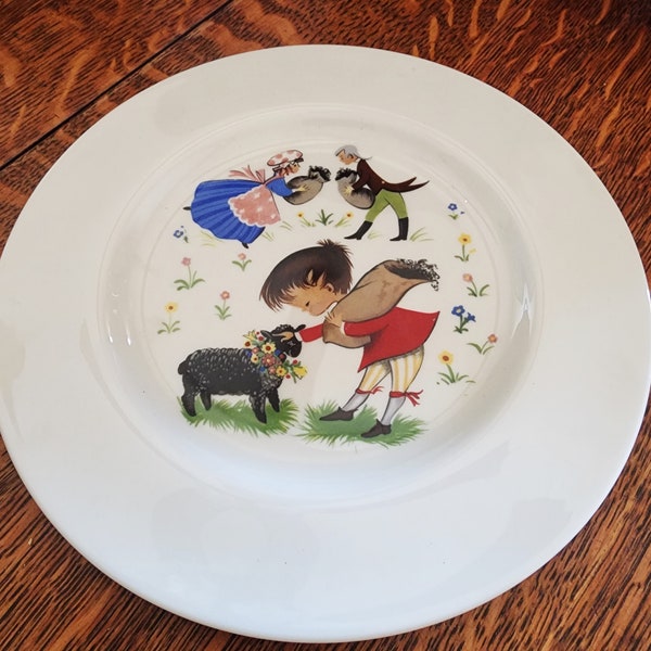 Vintage Pickard China Hand Painted Nursery Ryhme Plate