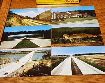 Vintage Pennsylania Turnpike 6 colored Postcard Package Neer Used 1940-50s