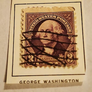 Vintage 1932 George Washington Cancelled Hinged Stamp