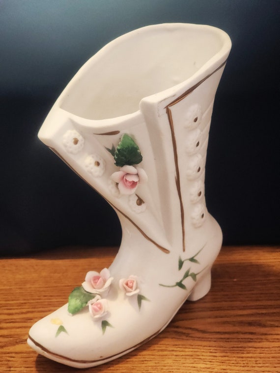 【あやっちさま】vintage ❀ * 白いブーツの フラワーベース フラワーベース - フラワーベースLottiホワイトS ヴィンテージ あやっ