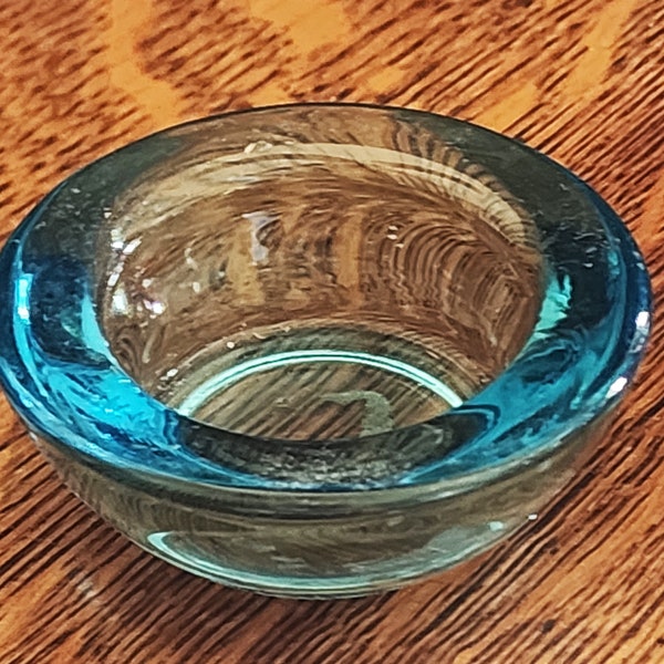 Vintage Light Blue Glass Candle Holder