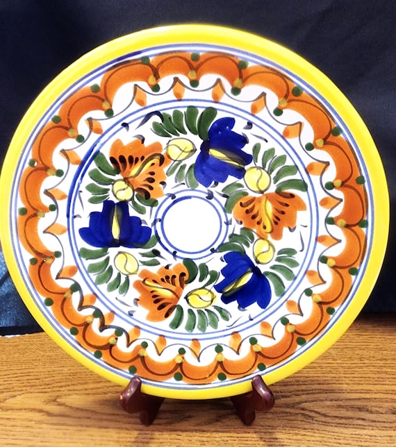 Plato vintage de cerámica mexicana de Talavera de 10