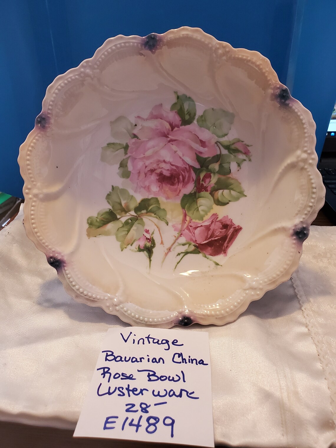 Vintage Bavarian China Rose Bowl Lusterware Etsy
