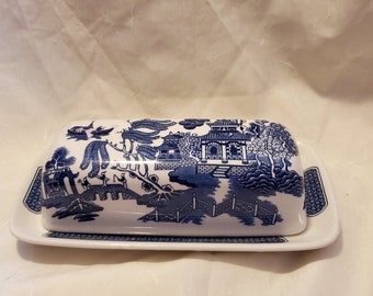 ceramic oil storage Butter dish blue-white Made in the GDR