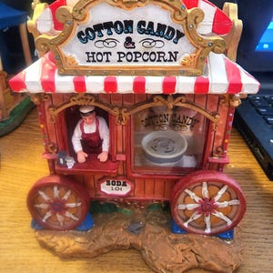 Vintage Village or Carnival Cotton Candy Cart Ceramic
