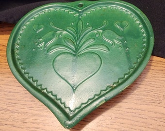 vintage Brown Bag Cookie Art Rare Green Hearts