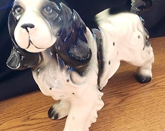 American cocker spaniel sculpture, 13 cm (black and white). Ready