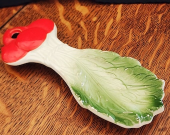 Vintage Celery & Radishes Spoon Rest Hand Painted Japan