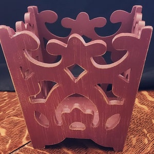 Vintage Roter Holz Außen Pflanzenhalter - 13x18cm Quadratisch