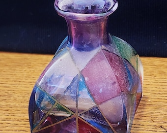 Vintage Art Glass Perfume Bottle Multi-Color w/o Stopper