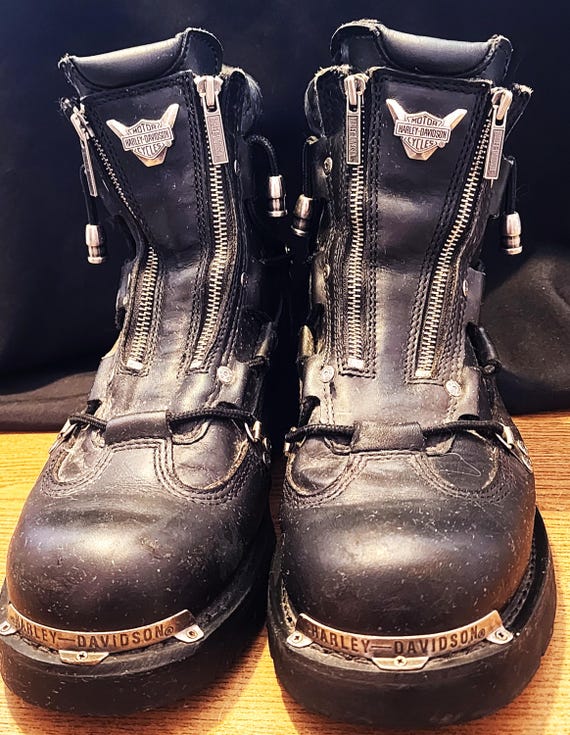 Vintage Black Leather Ladies Size 10 1/2 W Harley Riding 