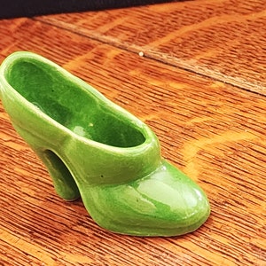 Vintage Miniature Green High Heel Porcelain Shoe