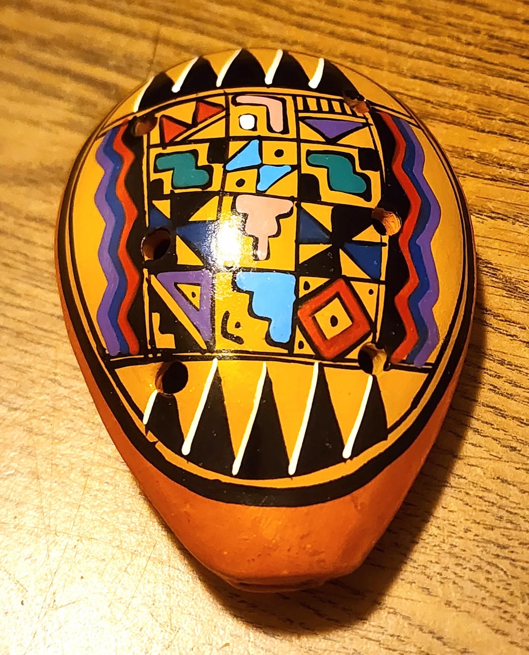 Vintage Hand Made and Hand Painted Terracotta Wind Instrument 6 Holes ...